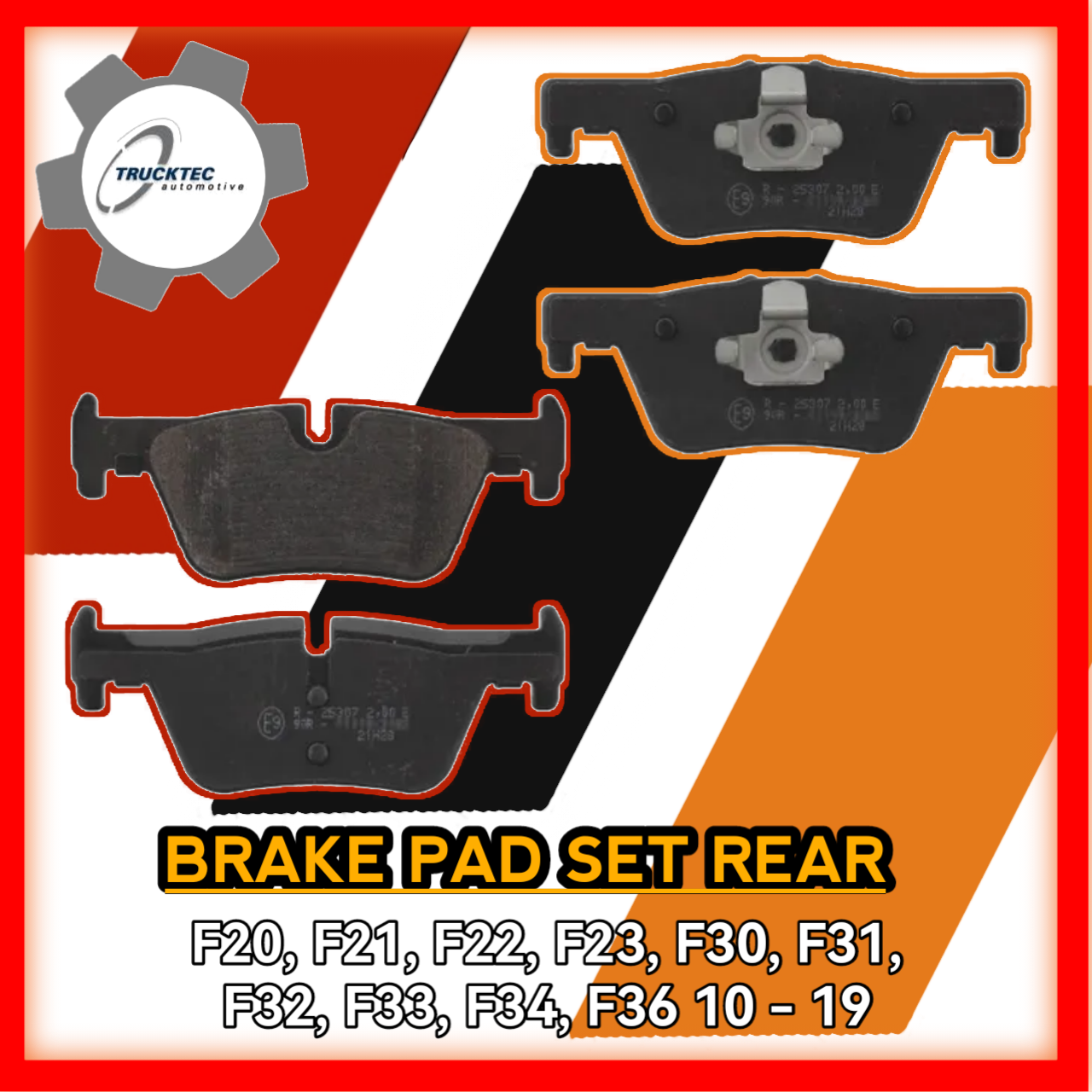 Brake Pad Set Rear F20 F21 F22 F23 F30 F31 F32 F33 F34 F36 2010 to 2019