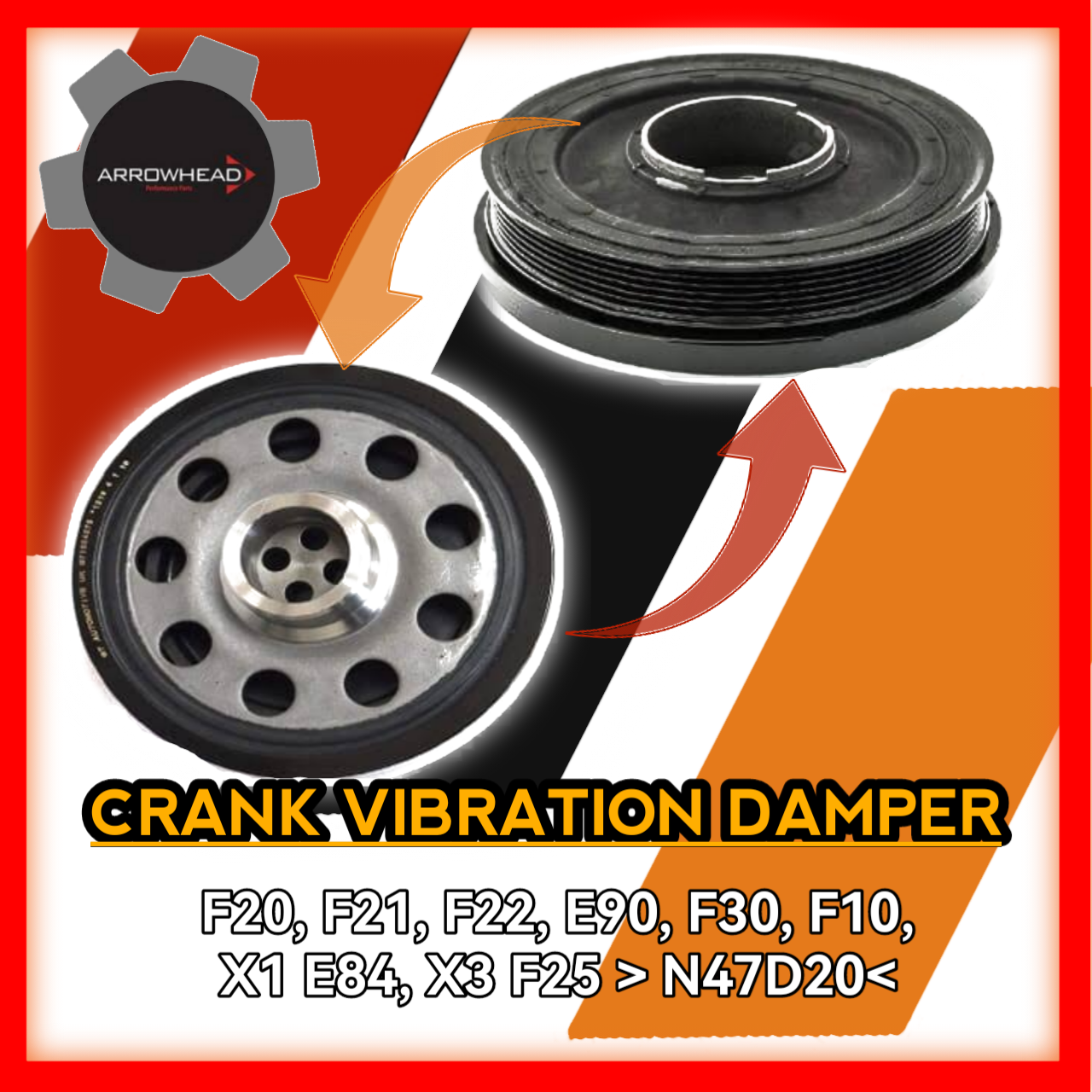 Crank Vibration Damper F20 F21 F22 E90 F30 F10 X1 E84 X3 F25 for N47D20 431440 Crankshaft Pulley