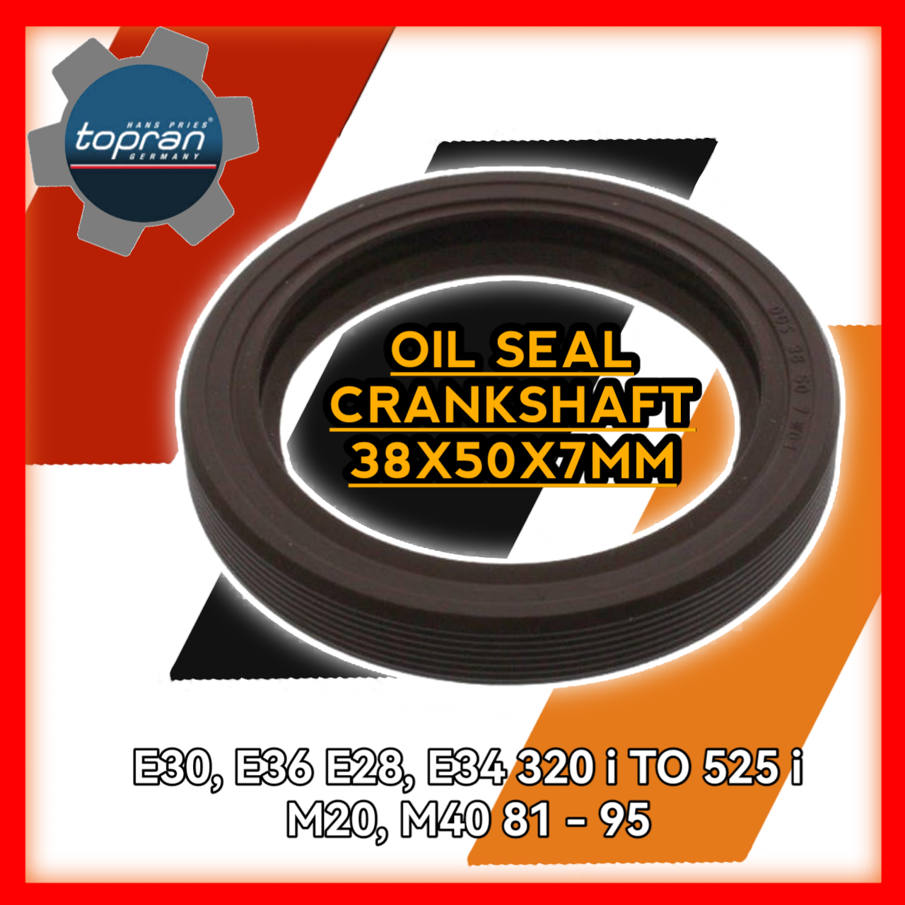 Oil Seal Camshaft 38x50x7mm E30 E36 E28 E34 320i to 525i M20 M40 1981 to 1995