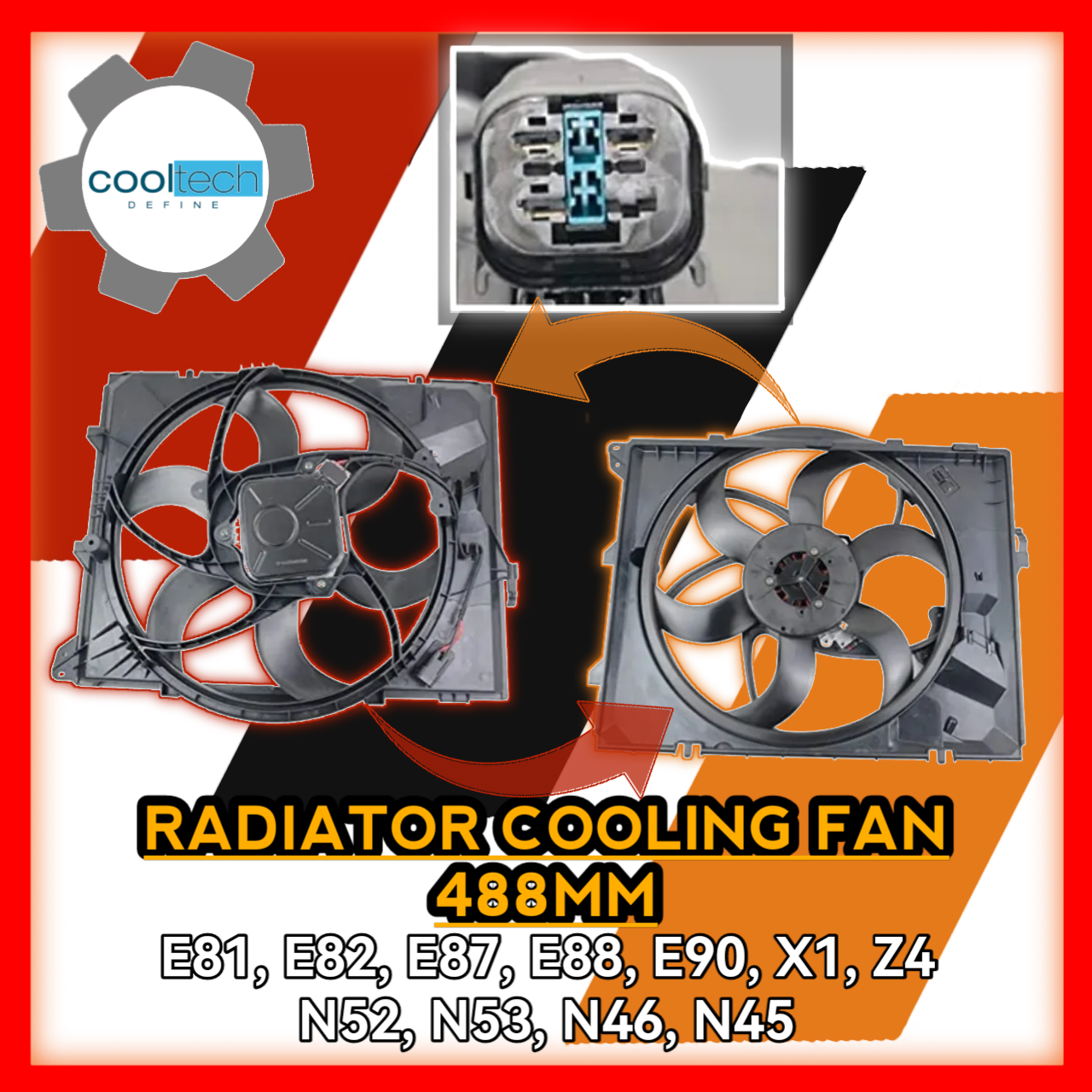 Radiator Cooling Fan 488mm E81 E82 E87 E88 E90 X1 Z4 N52 N53 N46 N45