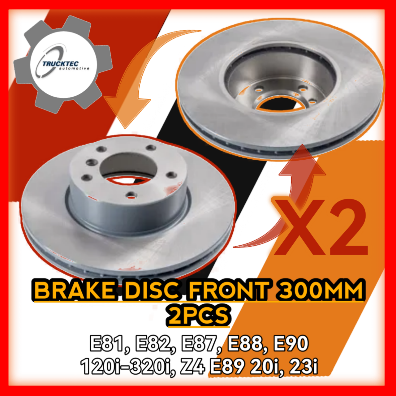 Brake Disc Front 300mm 2pcs E81 E82 E87 E88 E90 120i to 325i Z4 E89 20i 23i 400222TT