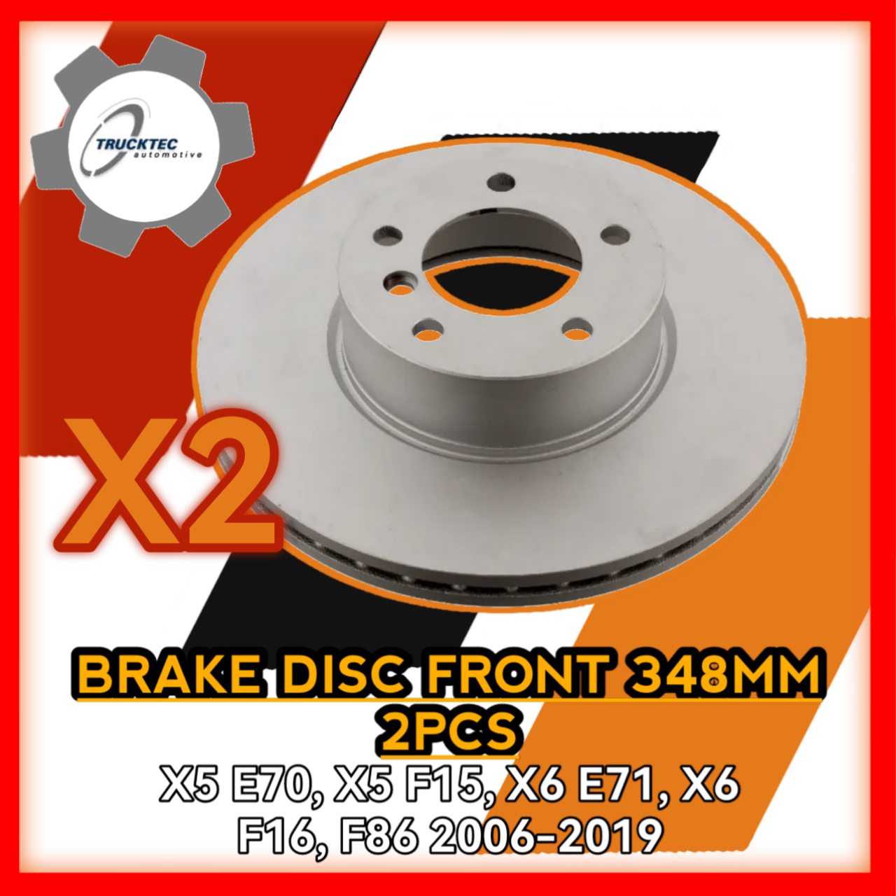 Brake Disc Front 348mm 2pcs X5 E70 X5 F15 X6 E71 X6 F16 E86 2006 to 2019 400248TT